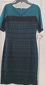 Size 6 green and black dress. NWT